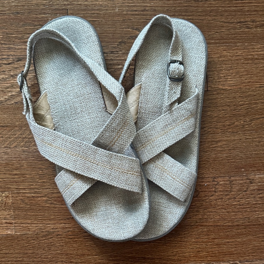 Beige Cross-Strap Sandals